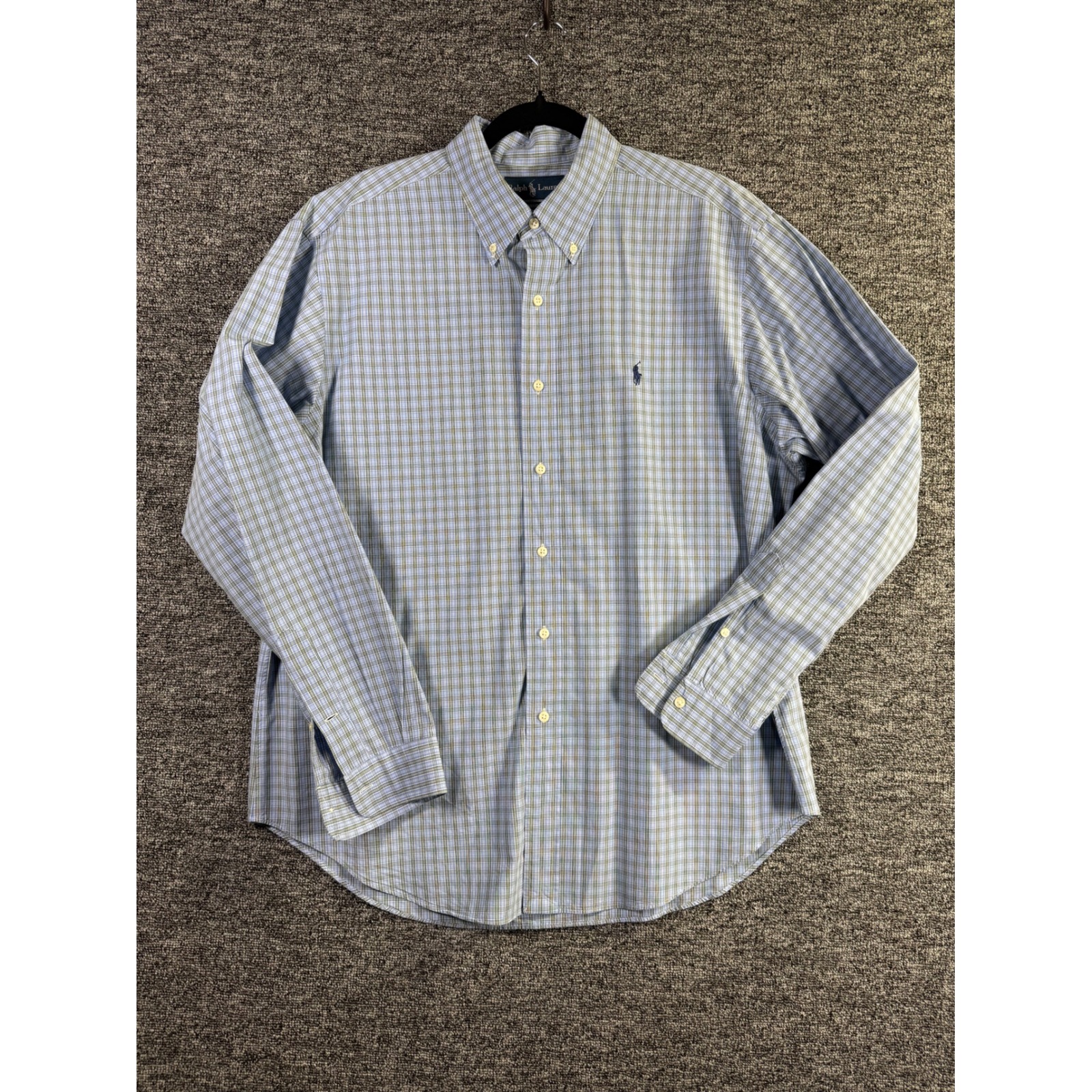 Ralph Lauren Mens Xl Classic Fit Blue Plaid Long Sleeve Button Down Shirt